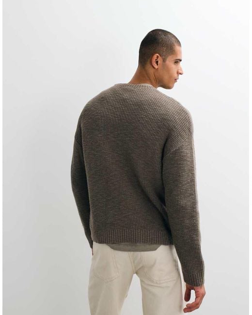 Weekday Gray Boxy Fit Slub Knit Jumper for men