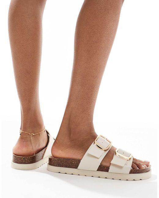 New Look Natural Double Strap Sandal With Buckles