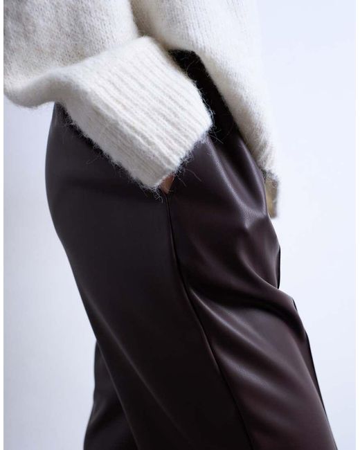 TOPSHOP White Faux Leather Wide Leg Sweatpants With Pinseam Detail