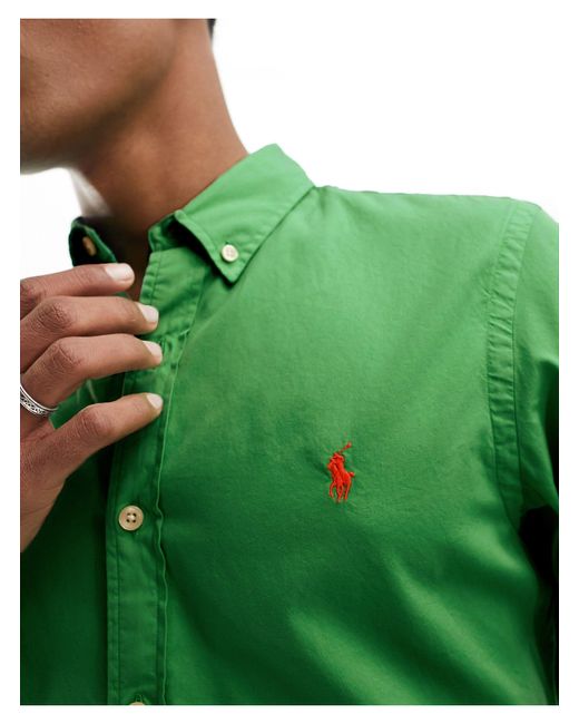 Polo Ralph Lauren Green Icon Logo Twill Shirt Slim Fit for men