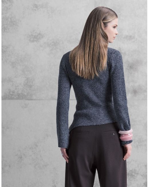 Pretty Lavish Blue Knitted High Neck Asymmetric Top Co-ord