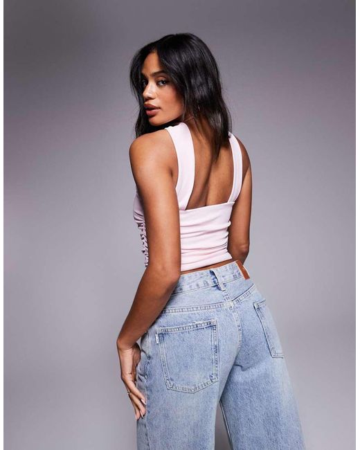 ASOS Gray Bandeau Top With Scarf Neck Detail