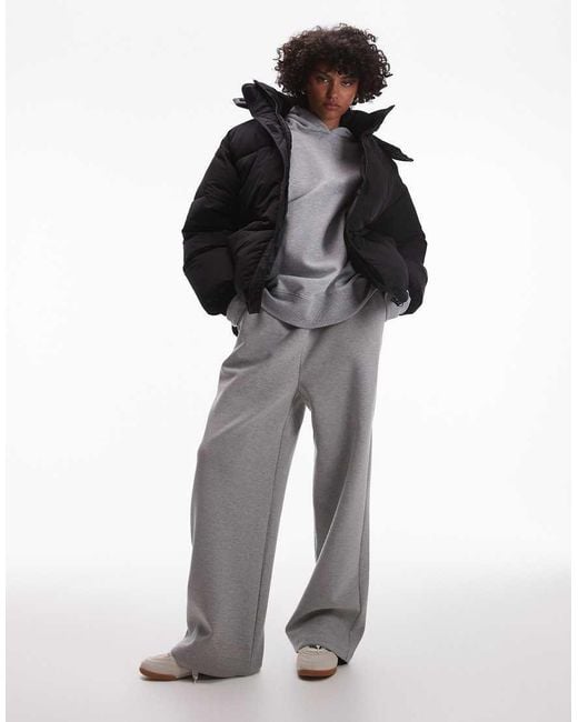 TOPSHOP Black Puffer Jacket With Hood