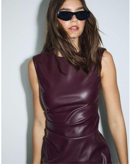 Stradivarius Purple Short Leather Effect Dress