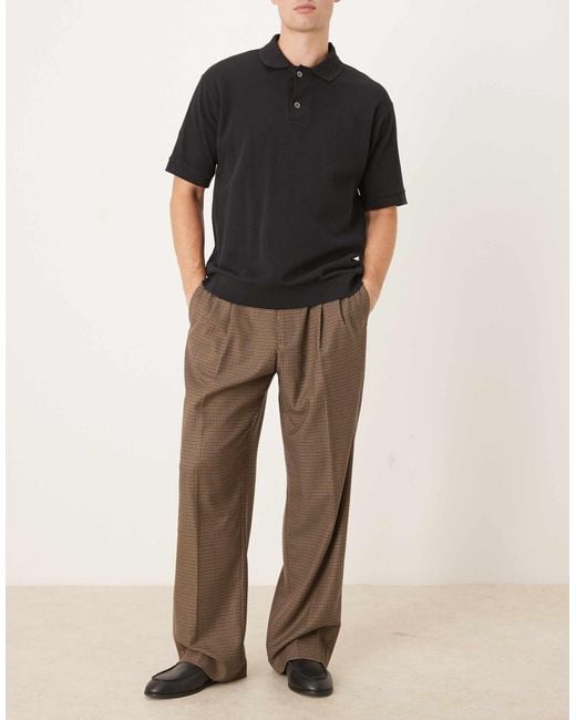 ASOS Brown Smart Wide Leg Trousers for men