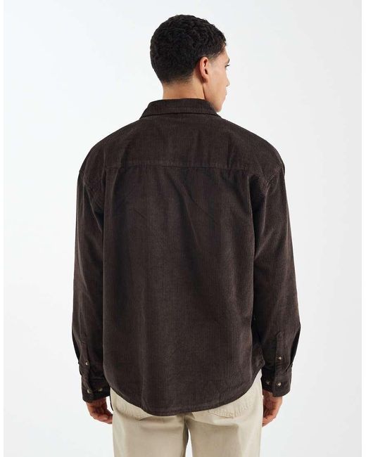 ASOS Brown Oversized Cord Shirt for men