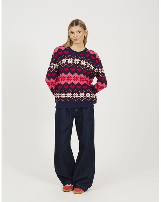 Brave Soul Red Fairisle Christmas Jumper