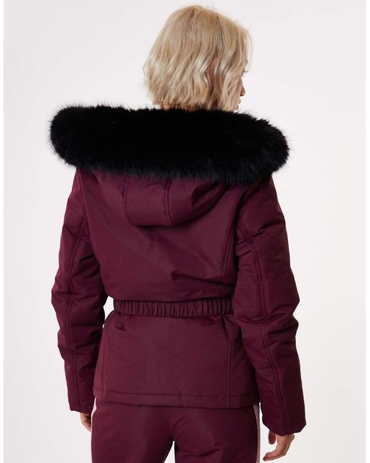 Threadbare Red Belted Padded Ski Jacket