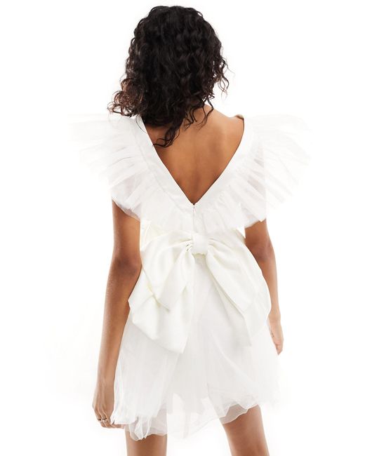 EVER NEW White Bridal Tulle Mini Dress