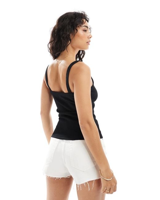 JJXX Black Ribbed Strap Top