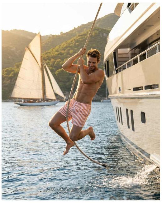 Apreslife Pink Stripe Swim Shorts for men