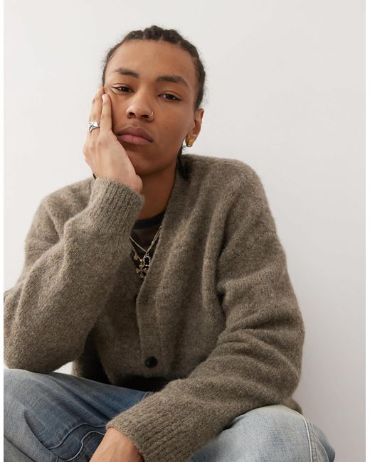 Weekday Gray Bob Oversized Wool Blend Cardigan for men