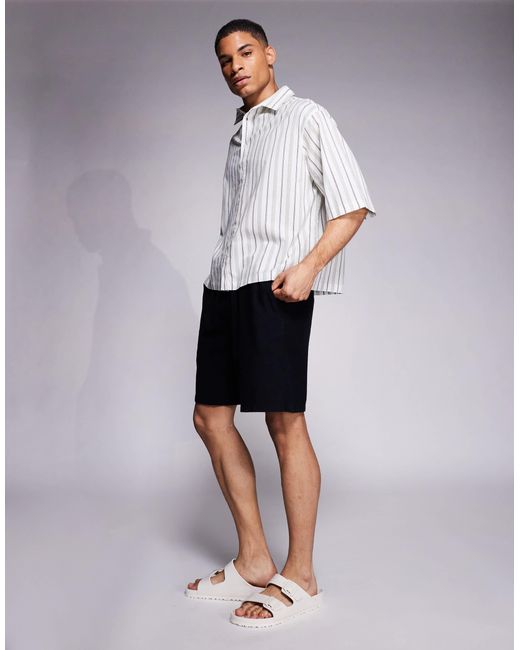 Chemise coupe carrée classique à rayures - blanc et ASOS pour homme en coloris White