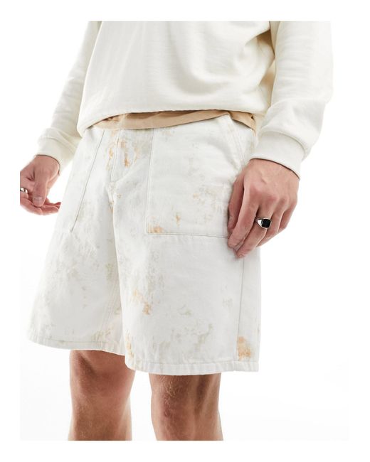 Pantalones cortos color con estampado tie dye Farah de hombre de color White