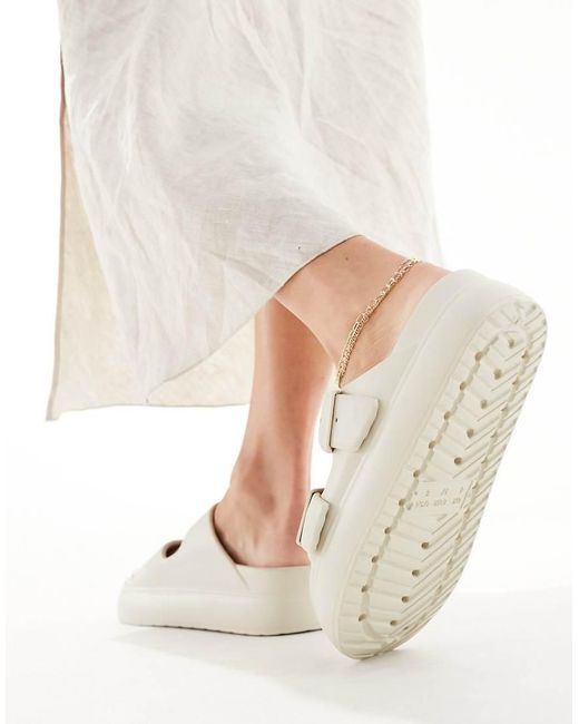 ASOS White Freestyle Flatform Double Buckle Footbed Sliders