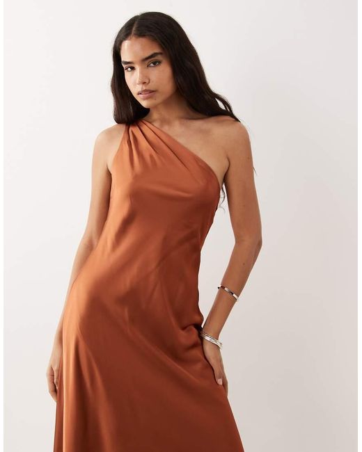 Ralph Lauren Brown One Shoulder Maxi Dress