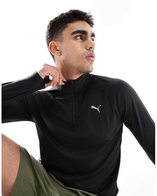 PUMA Black Velocity Cloudspun Running 1/4 Zip Top for men