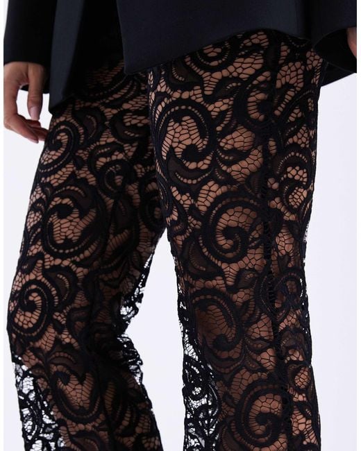 ASOS White Sheer Lace Slim Flare Trousers