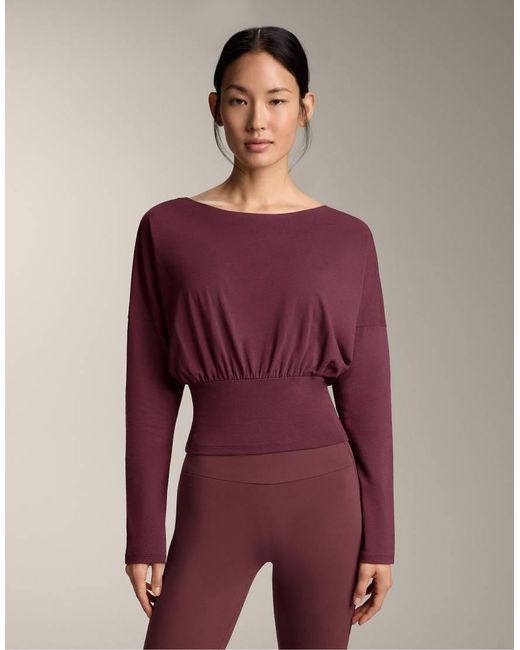 Oysho Purple Fitted Waist Cotton Blend T-Shirt