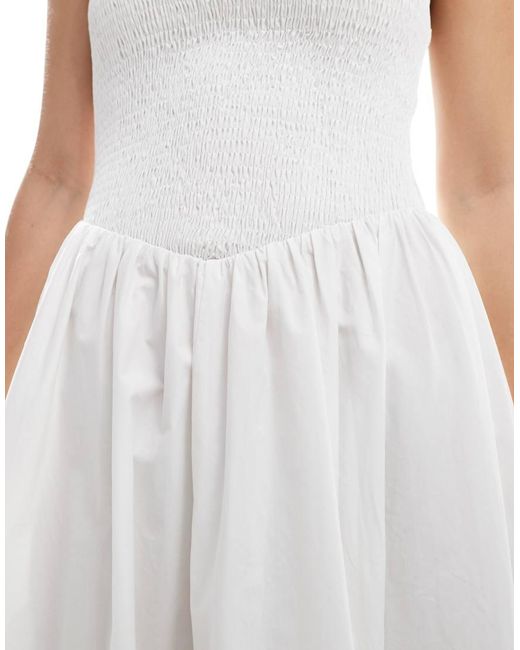 4th & Reckless Gesmokte Maxi Cami-Jurk Met V-Vormige Taille En Gerimpelde Rok in het White