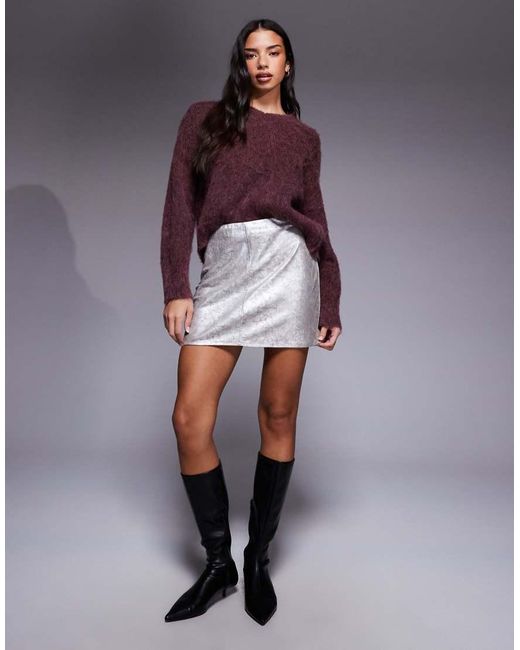 ASOS Purple Metallic Faux Leather Mini Skirt