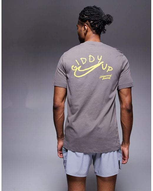 Nike Gray "giddy Up" Back Print T-shirt for men