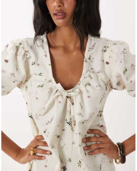 ASOS White Puff Sleeve Mini Dress