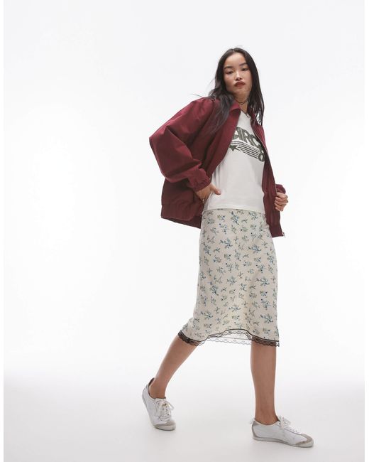 TOPSHOP Red – oversize-bomberjacke aus baumwolle