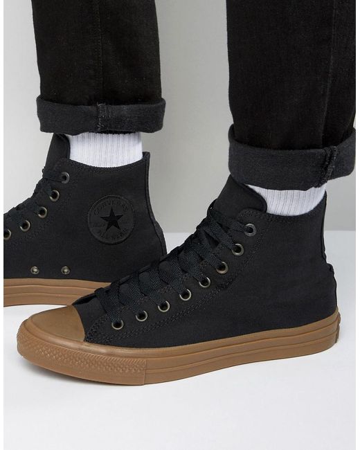 Converse Chuck Taylor All Star Ii Hi Sneakers With Gum Sole In Black 155496c for men