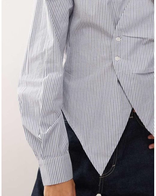 Collusion Gray Cinched Waist Wrap Shirt