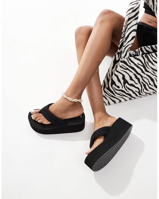 Bershka White Flatform Flip Flops