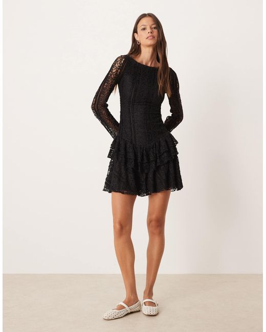 Tabby - robe courte en dentelle - noir Free People en coloris Black