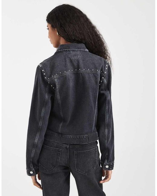 Tommy Hilfiger Blue Studded Denim Trucker Jacket