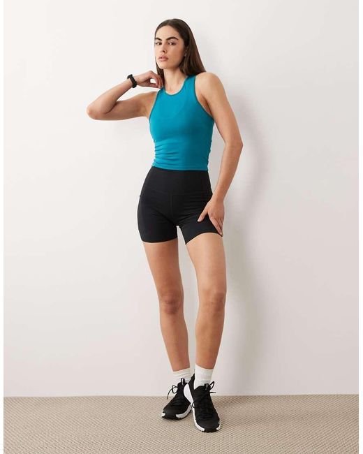4505 Blue Active Slightly Cropped High Neck Singlet