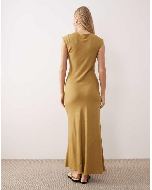 ASOS Natural Scoop Neck Bias Dress Maxi