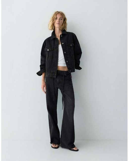 Pull&Bear Gray Denim Trucker Jacket