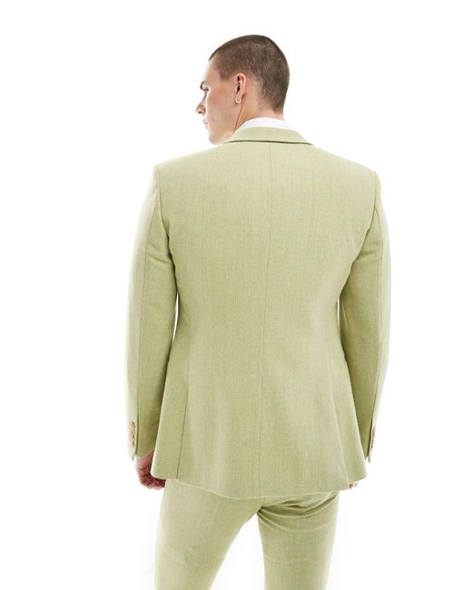 ASOS Wedding – anzugjacke aus wollmix in Green für Herren