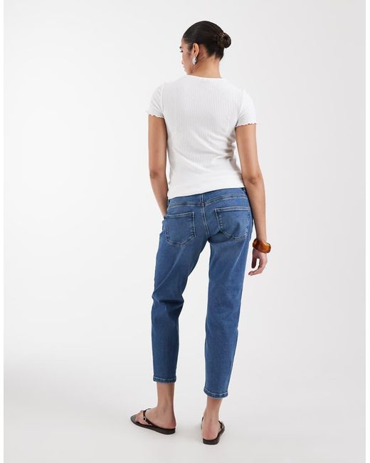 ONLY Blue High Waist Ripped Mom Jeans