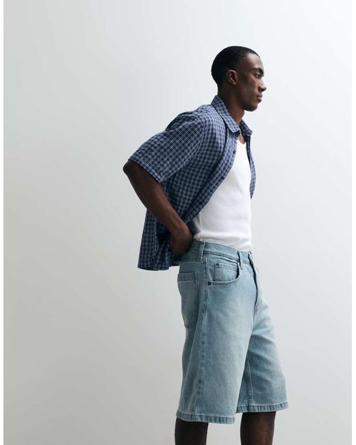 Hollister Blue baggy Denim Shorts for men
