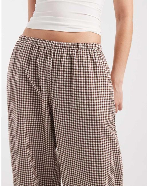 Gap Brown Checked Pull On Linen Mix Trouser