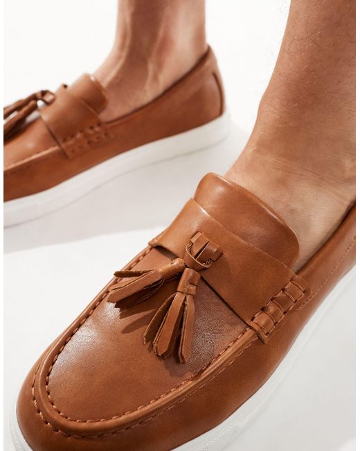ASOS – loafer aus kunstleder in Brown für Herren