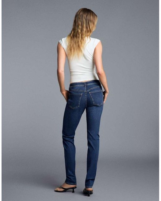 Bershka Blue High-Waist Skinny Jeans