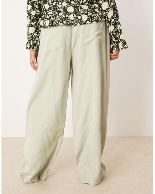 ASOS Natural Curve Soft Barrel Leg Pants With Seam Detail