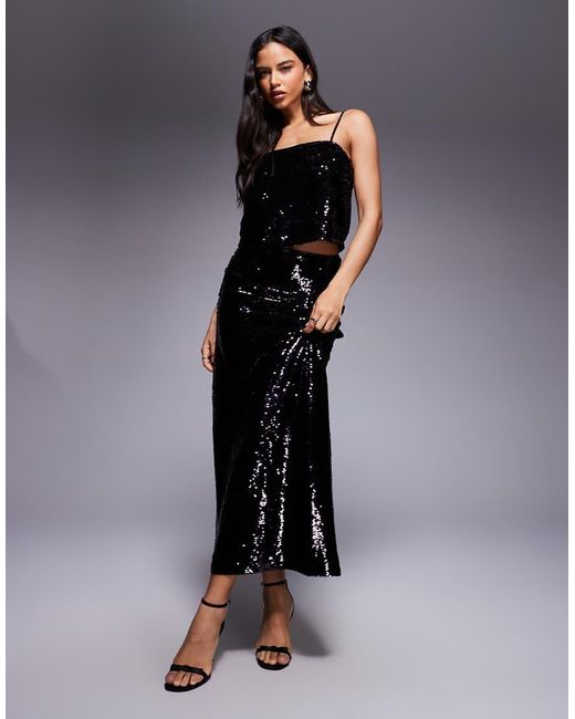 Forever New Black Sequin Cami Top