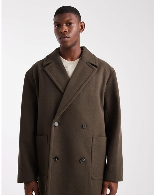 ASOS Brown Overcoat With Patch Pockets for men