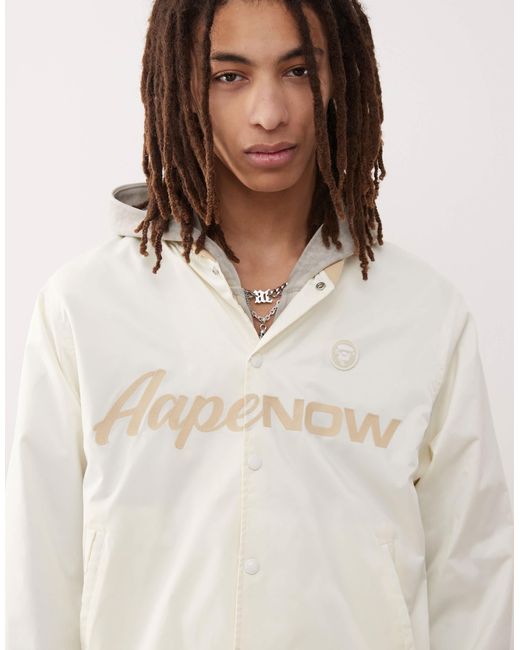 Aape By A Bathing Ape Natural Aape By A Bathing Ape Varsity Logo Bomber Jacket for men