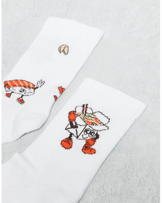 ASOS White 2 Pack Of Socks With Sushi Food Graphic for men