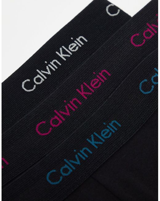 Cotton stretch - confezione da 3 boxer neri con logo colorato di Calvin Klein in Black da Uomo