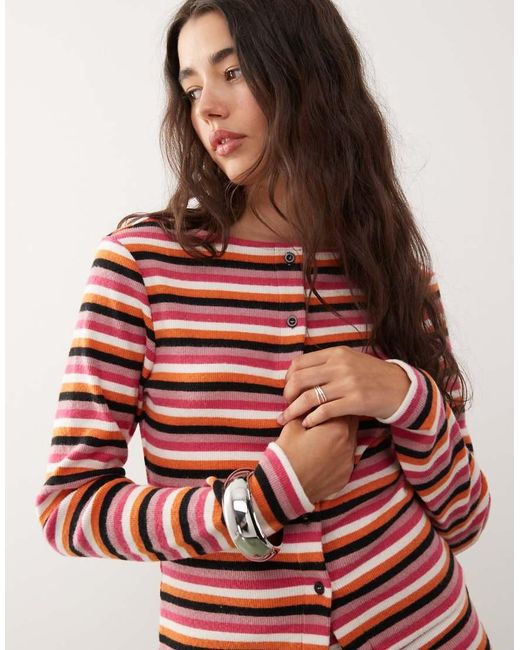 Reclaimed Vintage Red Long Sleeve Button Through Top