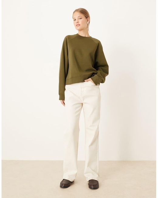 ASOS Natural Oversized Brushback Sweatshirt With Raglan Detail